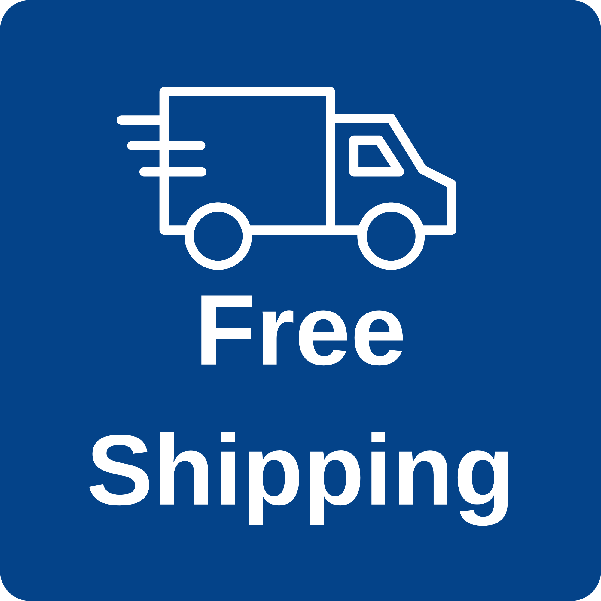 Free shipping icon with a truck on a blue background