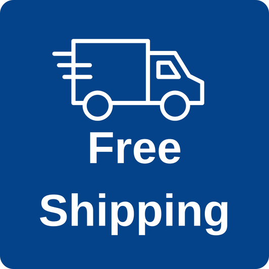 Free shipping icon with a truck on a blue background